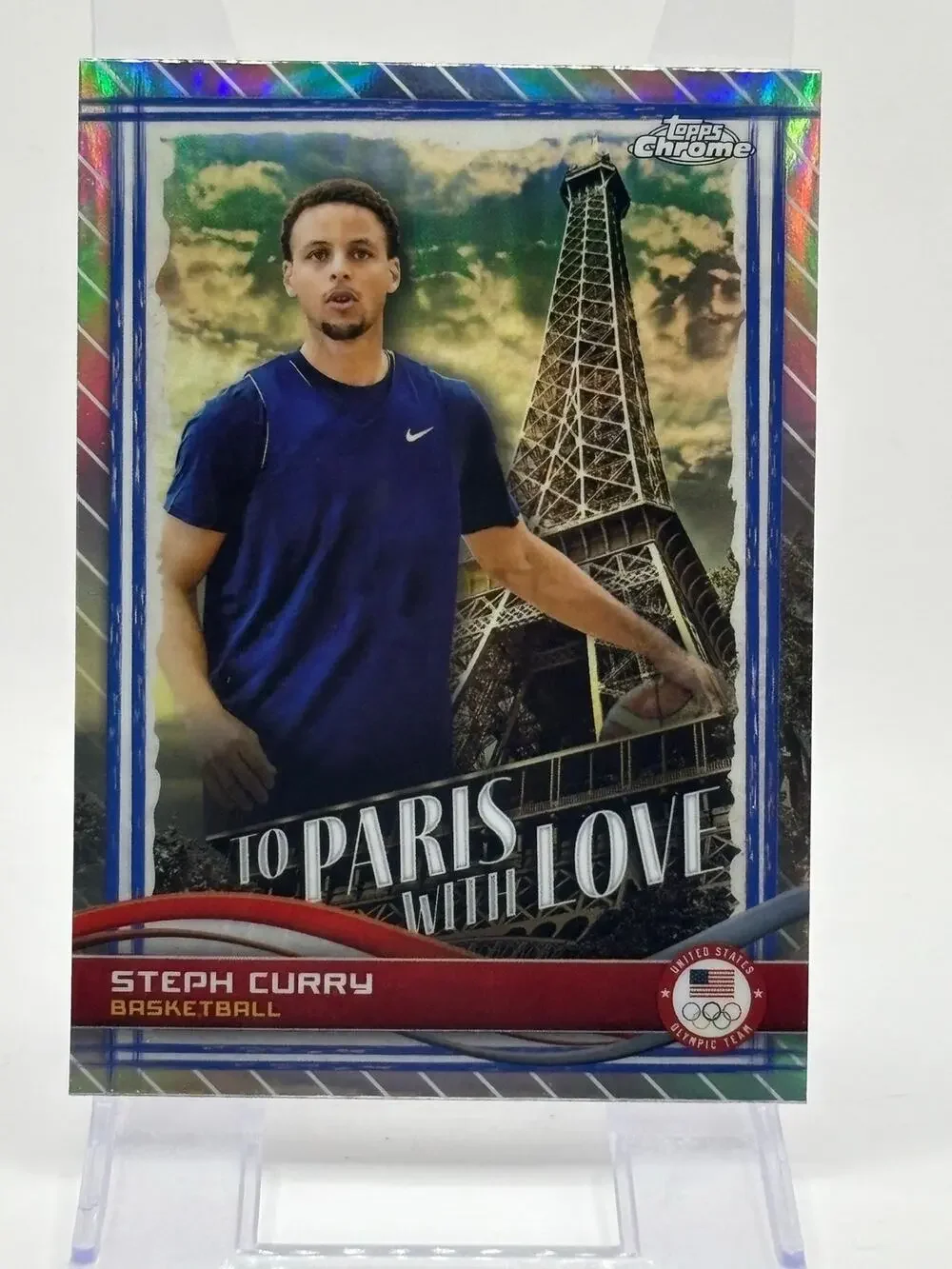 2024 Topps Chrome Olympics Steph Curry From Paris With Love Refractor Team USA